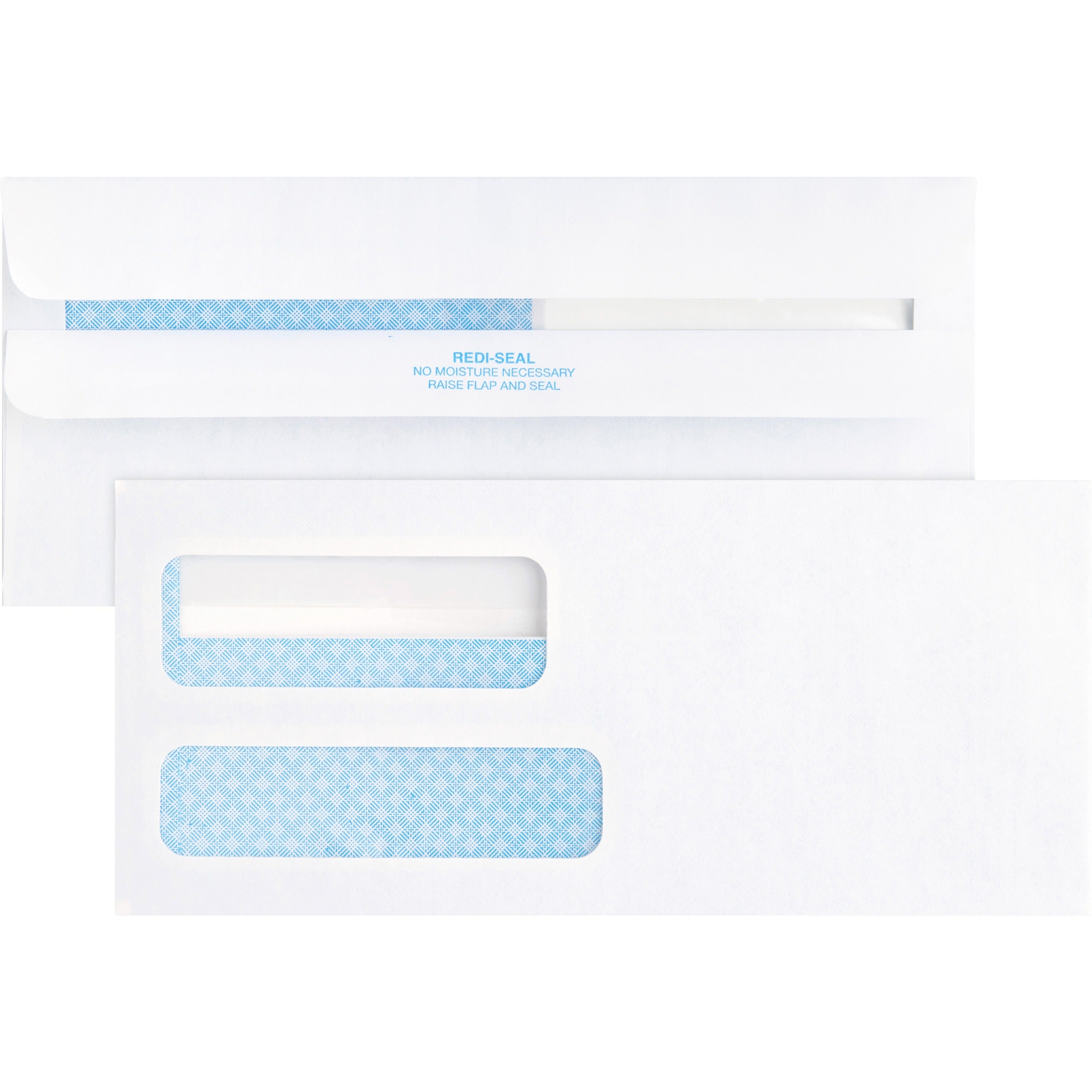 Business Source No. 9 Double Window Invoice Envelopes - Double Window - #9 - 8 7/8" Width x 3 7/8" Length - 24 lb - Self-sealing - White - 500 / Box