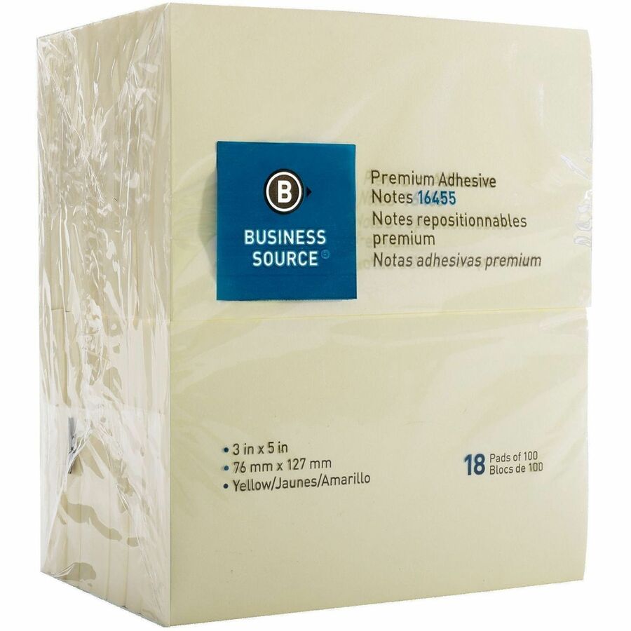 Business Source Repositionable Notes - Left