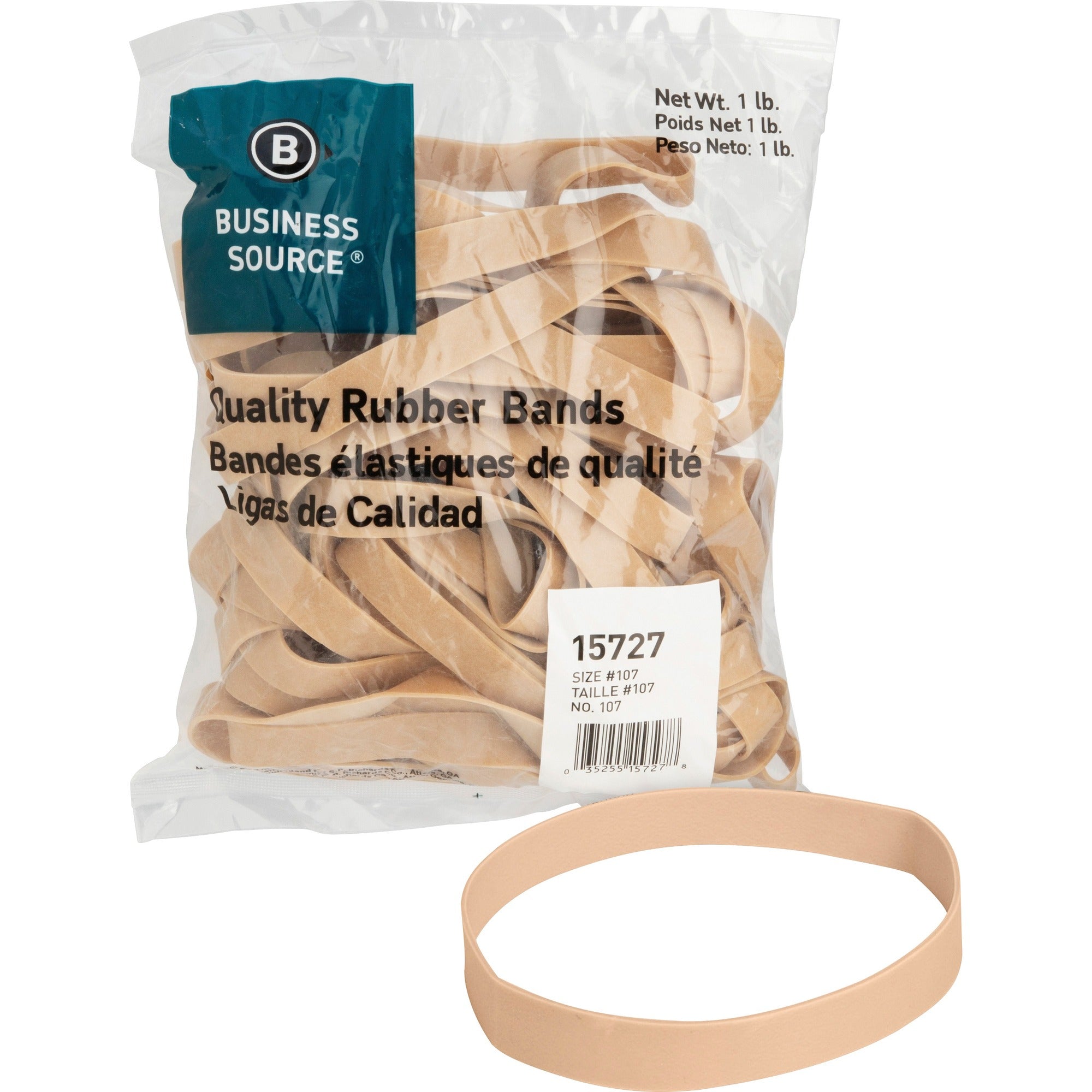 Business Source Quality Rubber Bands - Size: #107 - 7" Length x 0.6" Width - Sustainable - Rubber - Crepe - 40 / Pack