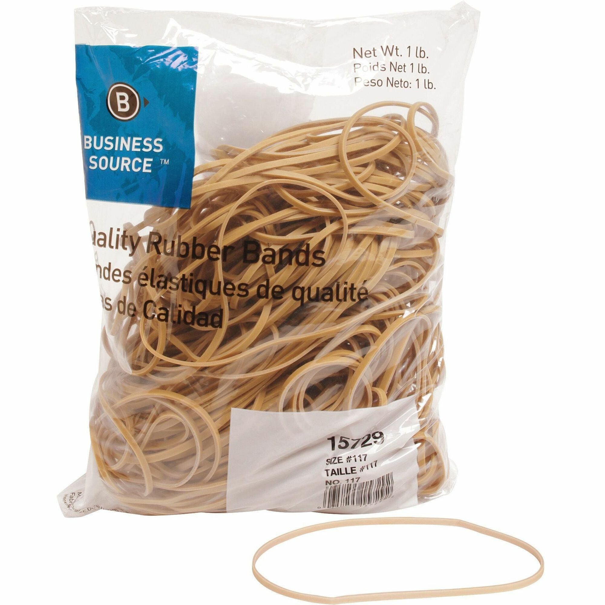 Business Source Quality Rubber Bands - Size: #117B - 7" Length x 0.1" Width - Sustainable - Rubber - Crepe - 200 / Pack