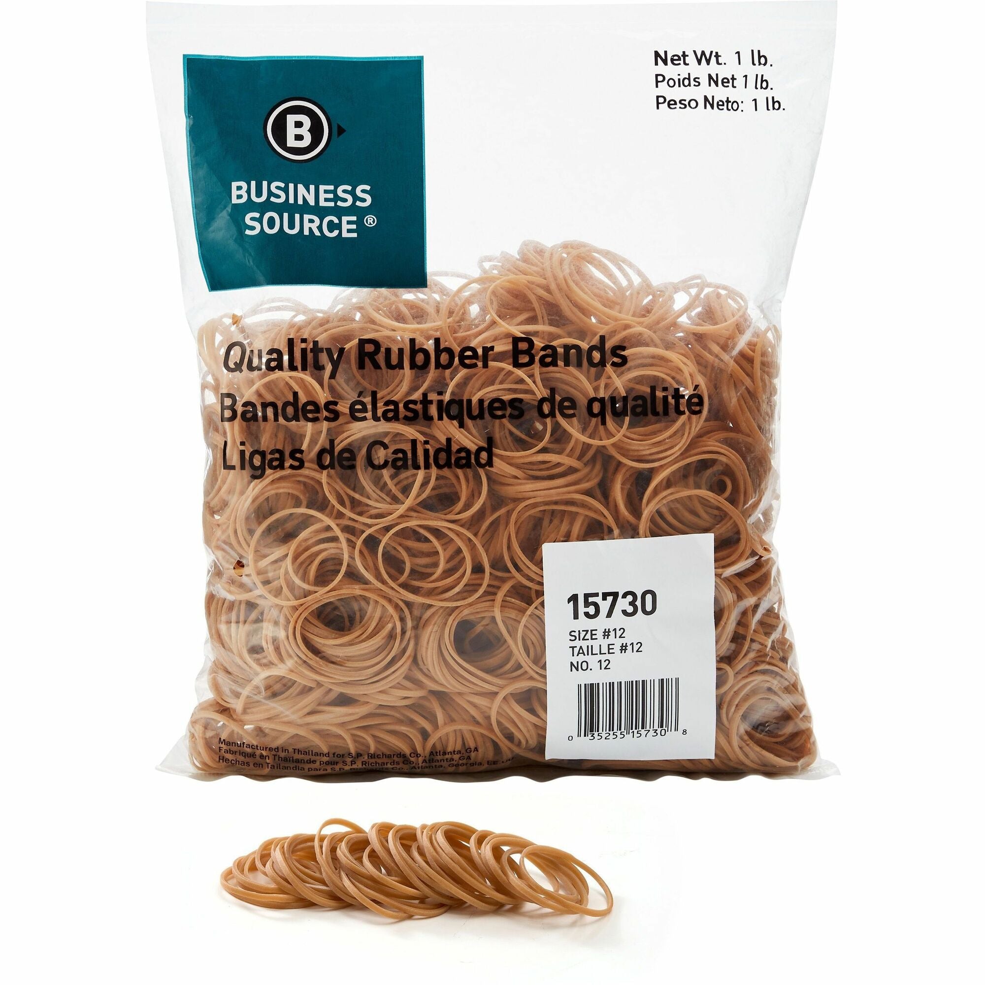 Business Source Quality Rubber Bands - Size: #12 - 1.8" Length x 0.1" Width - Sustainable - Rubber - Crepe - 2500 / Pack
