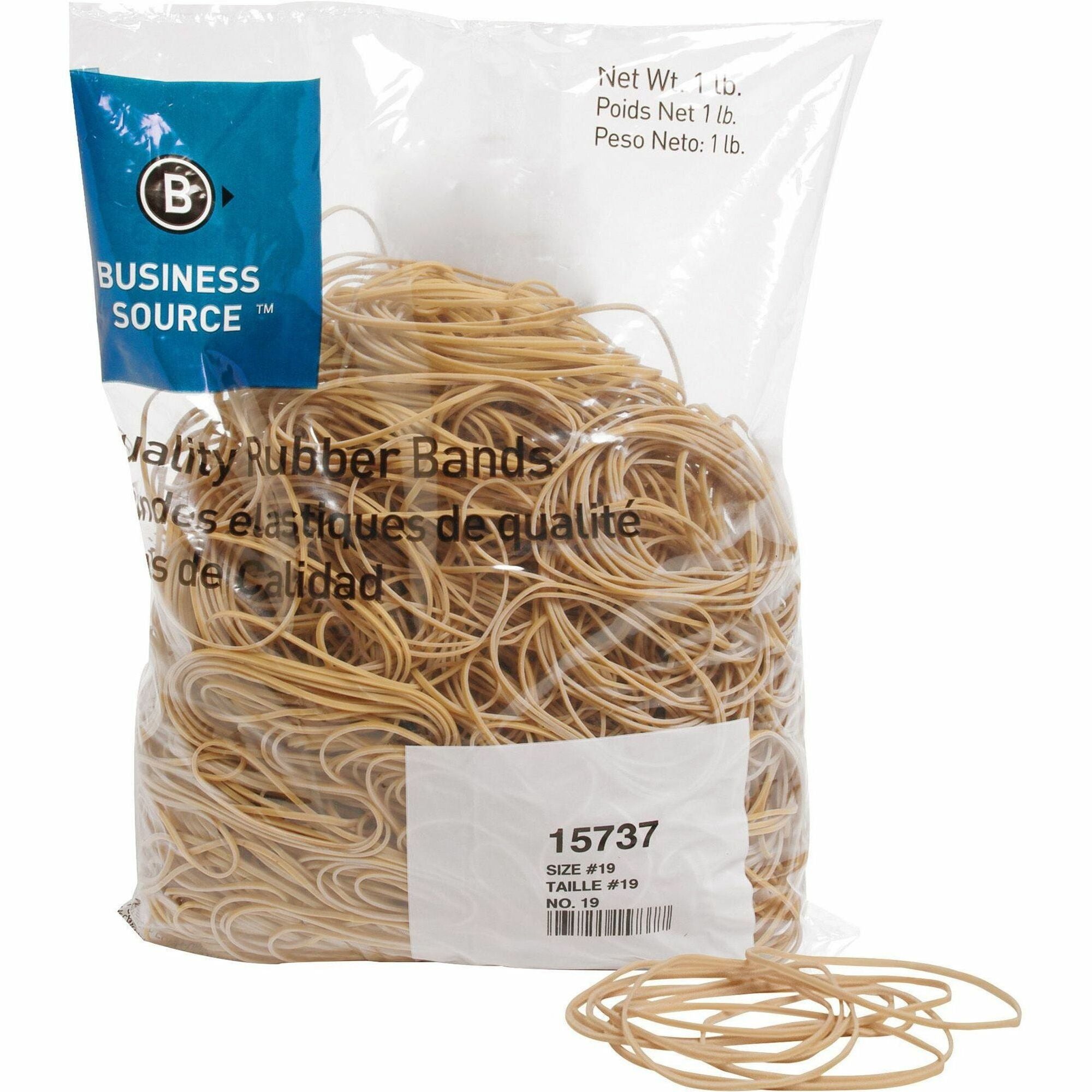 Business Source Quality Rubber Bands - Size: #19 - 3.5" Length x 0.1" Width - Sustainable - Rubber - Crepe - 1250 / Pack