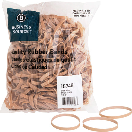 Business Source Quality Rubber Bands - Size: #64 - 3.3" Length x 0.3" Width - Sustainable - Rubber - Crepe - 320 / Pack