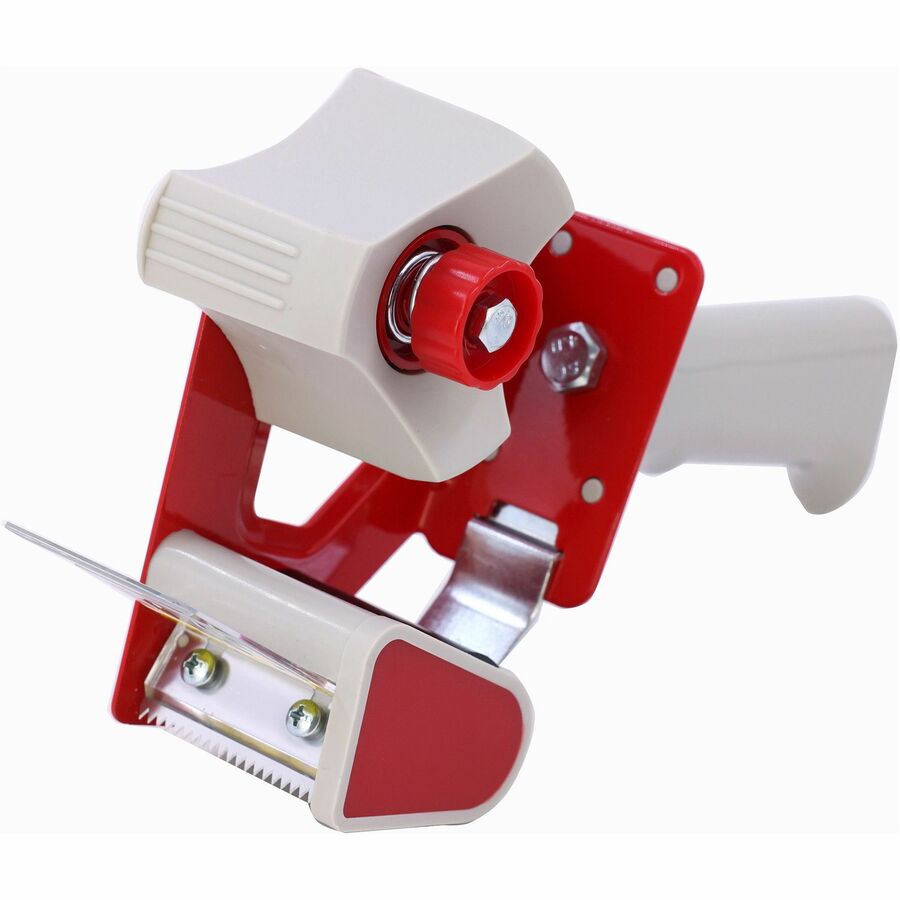 Business Source Pistol Grip Tape Dispenser - 3" Core - Adjustable Tension Mechanism - Red - 1 Each