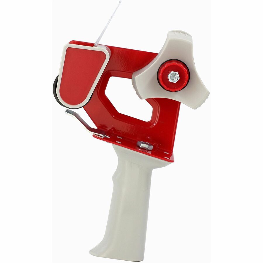 Business Source Pistol Grip Tape Dispenser - 3" Core - Adjustable Tension Mechanism - Red - 1 Each