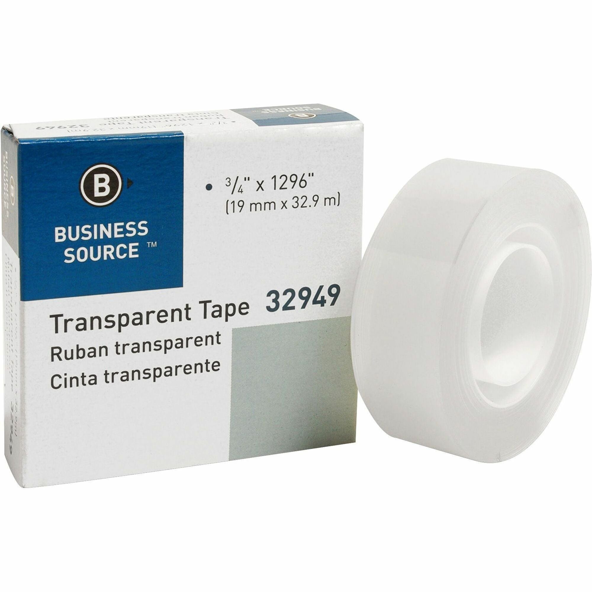 Business Source All-purpose Transparent Tape - 36 yd Length x 0.75" Width - 1" Core - Clear - For Sealing, Mending - 1 Roll