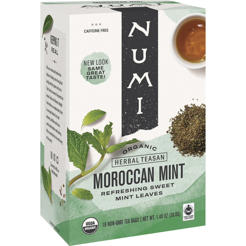 Numi Organic Morroccan Mint Herbal Tea Bag - Herbal Tea - 18 Teabag - 18 / Box