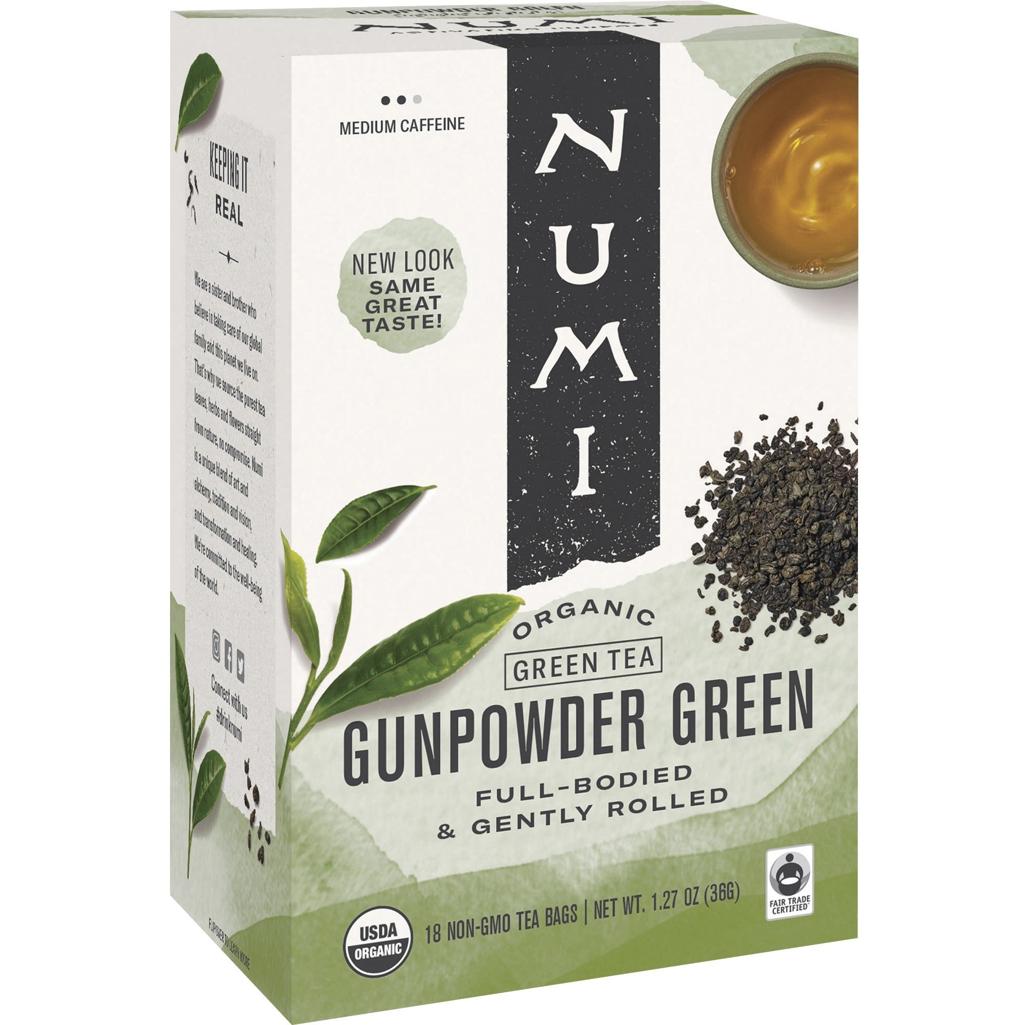 Numi Organic Gunpowder Green Tea Bag - Green Tea - 18 Teabag - 18 / Box