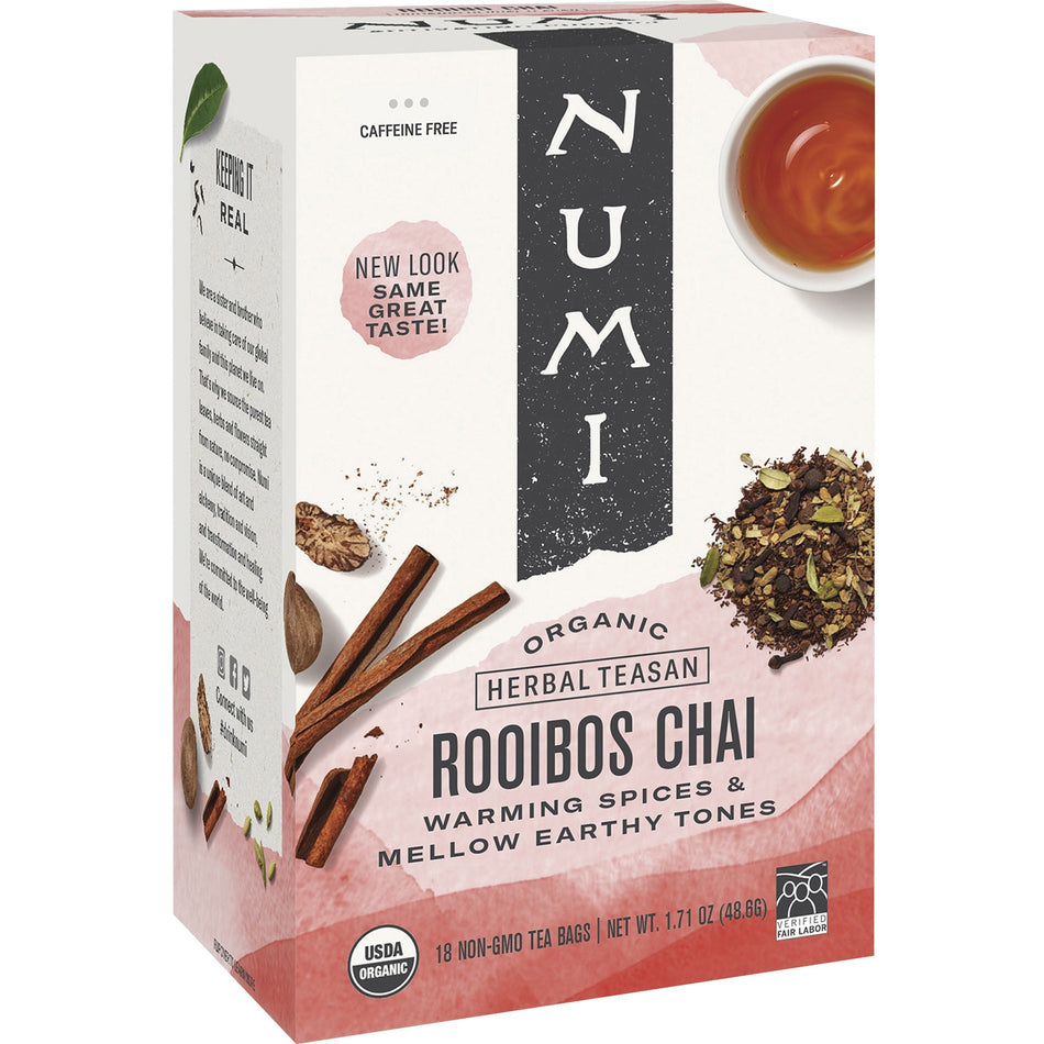 Numi Organic Rooibos Chai Black Tea Bag - Black Tea - 18 Teabag - 18 / Box