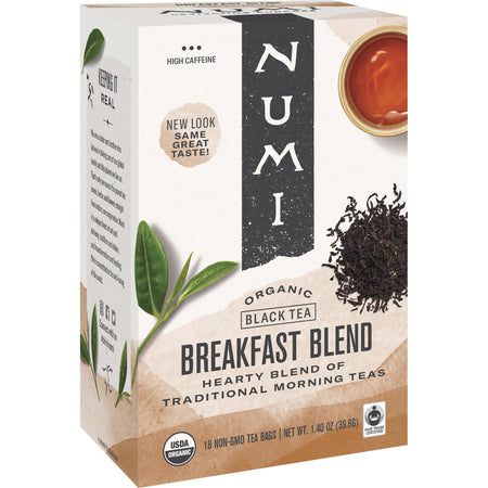 Numi Organic Breakfast Blend Black Tea Bag - Black Tea - 18 Teabag - 18 / Box