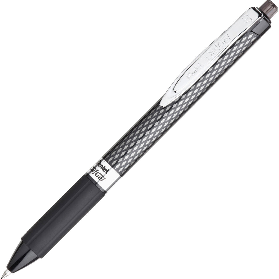 Pentel OH! Medium Point Gel Pens - 0.7 mm Medium Pen Point - Black Ink - Gel-based - Carbon Fiber Barrel - 1 Dozen