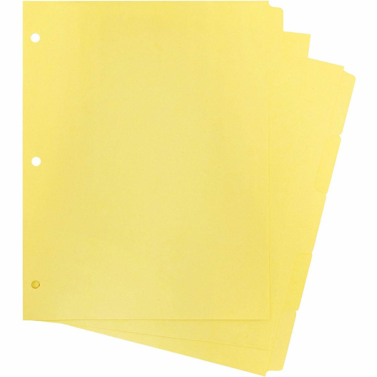 Business Source Mylar-reinforced Plain Tab Indexes - 5 Write-on Tab(s) - 5 Tab(s)/Set - 8.5" Divider Width x 11" Divider Length - Letter - 3 Hole Punched - Canary Tab(s) - Hole-punched, Mylar Reinforcement, Mylar Reinforced Edge - 36 / Box