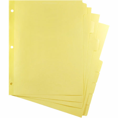 Business Source Mylar-reinforced Plain Tab Indexes - 8 Write-on Tab(s) - 8 Tab(s)/Set - 8.5" Divider Width x 11" Divider Length - Letter - 3 Hole Punched - Canary Tab(s) - Hole-punched, Mylar Reinforced Edge - 24 / Box