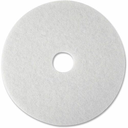 3M White Super Polish Pads - Round - 20" Diameter - Polishing, Floor, Buffing, Scrubbing - Wood Floor - 175 rpm to 600 rpm Speed Supported - Textured, Adhesive, Durable, Scuff Mark Remover, Heel Mark Remover - Polyester Fiber - White - 5 / Carton