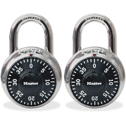 Master Lock Twin Combination Locks: 3-Digit Cut Resistant Stainless Steel - Black (2-Pack) - Locks