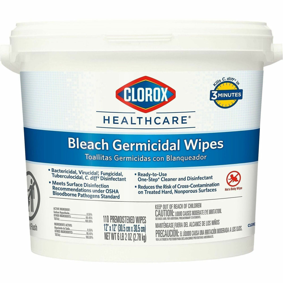 Clorox Healthcare Bleach Germicidal Wipes Bucket - 2000