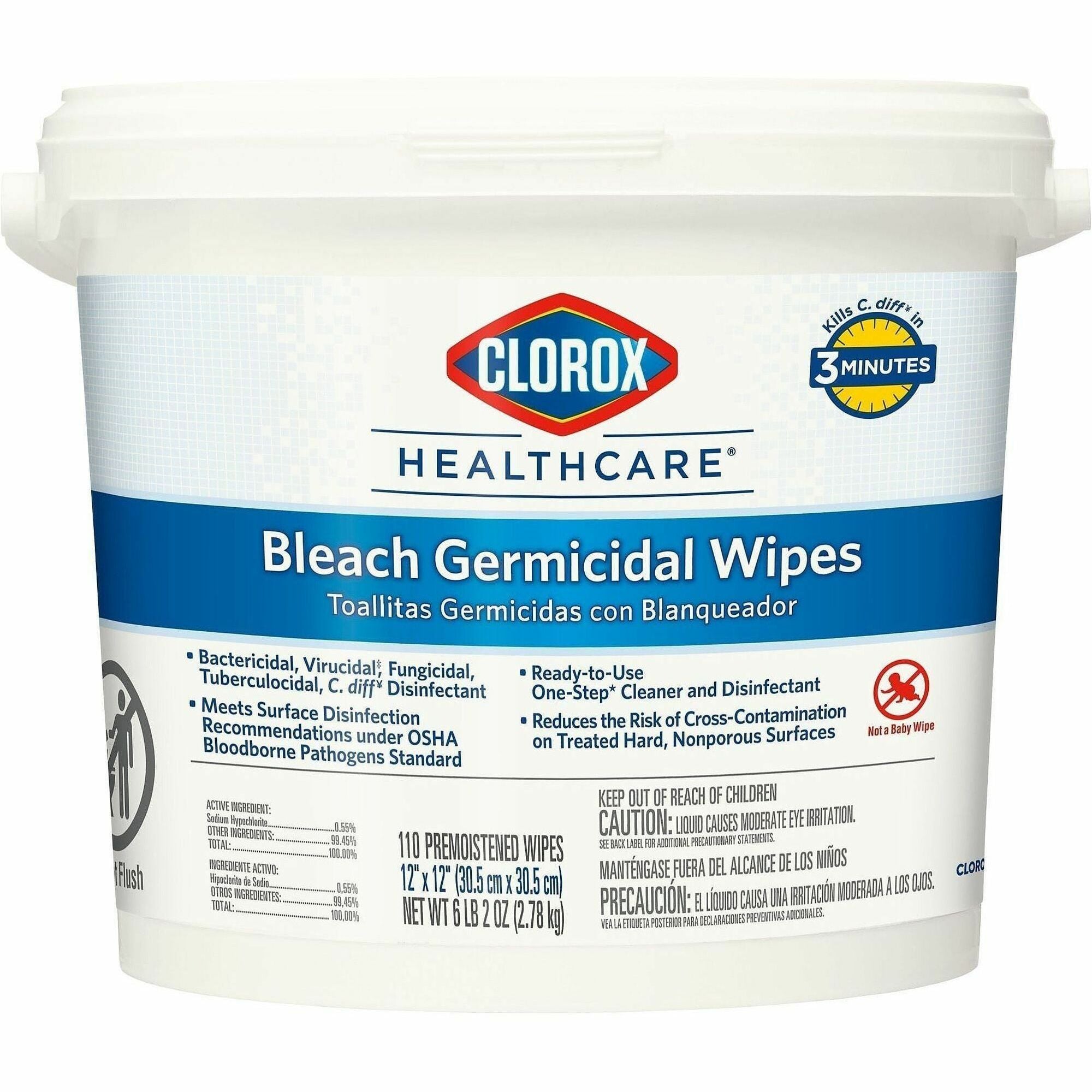 Clorox Healthcare Bleach Germicidal Wipes Bucket - 2000