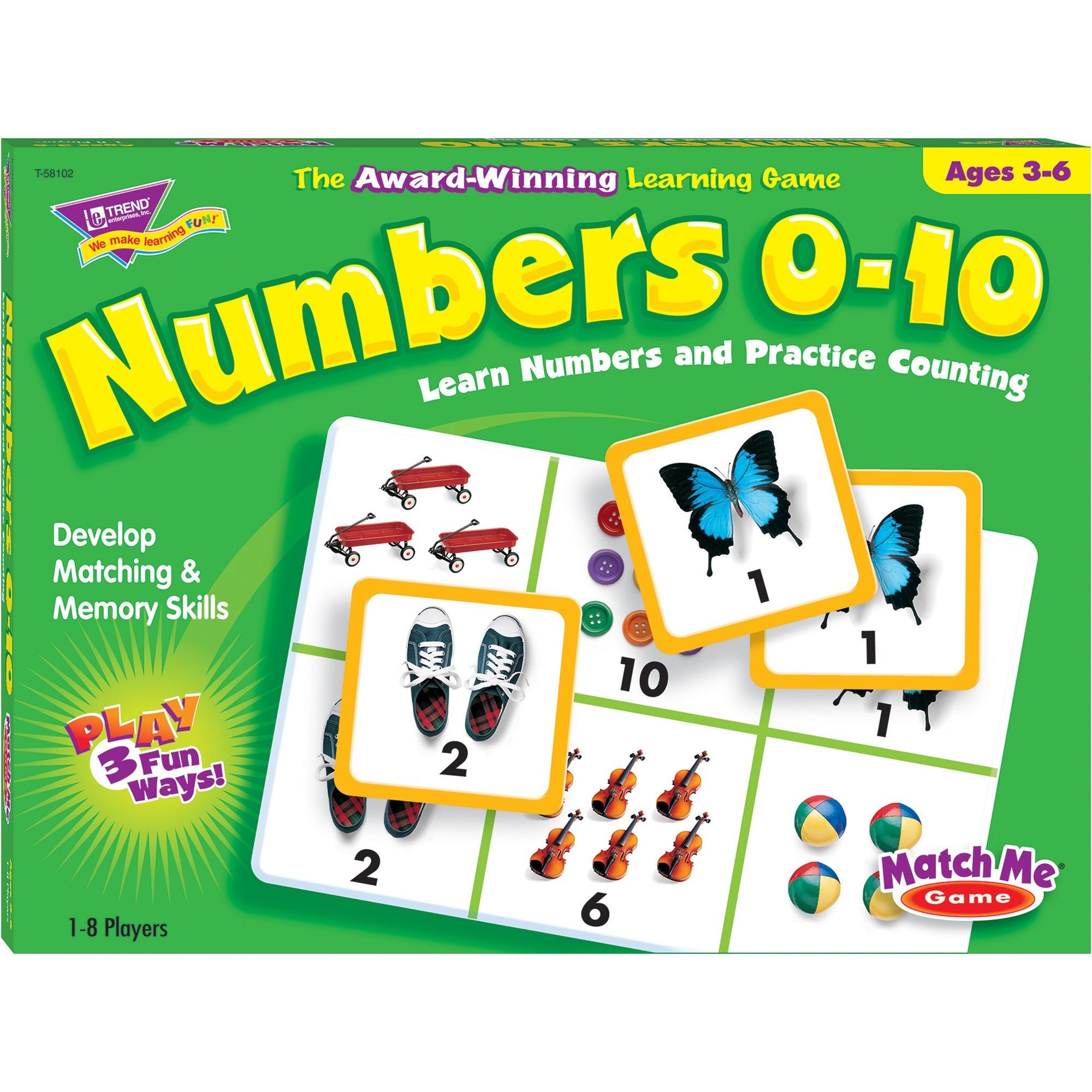 Trend Match Me Numbers 0-10 Learning Game - Learning - Educational - 1 to 8 Players - 1 Each