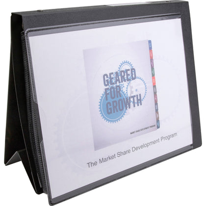 Business Source 1’’ Presentation Binder - Letter Size - Internal Pockets - Recycled - Black - View Binders
