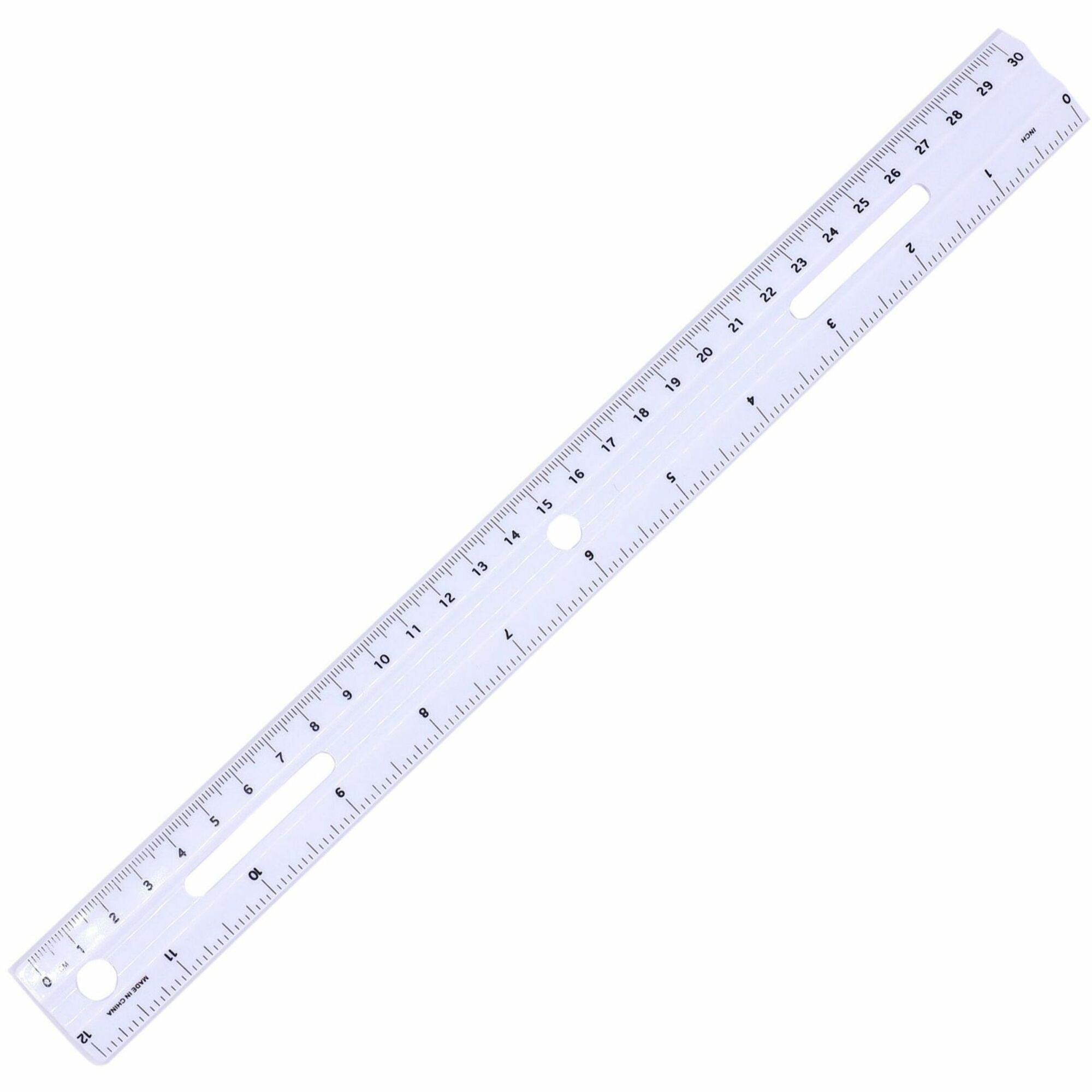 Business Source 12" Ruler - 12" Length x 1.3" Width - 1/16 Graduations - Metric, Imperial Measuring System - Plastic - White - 1 Each