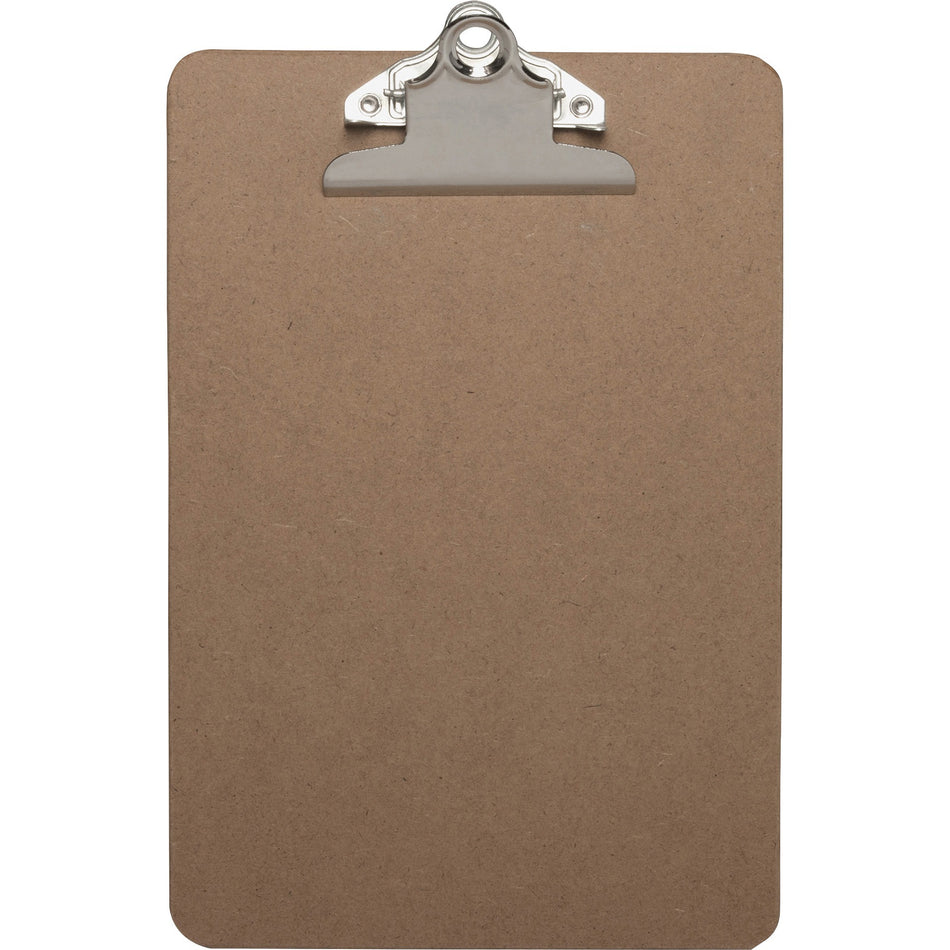 Business Source Mini Clipboard with Standard Metal Clip - Standard - 6" x 9" Sheet Size - Hardboard - Brown - 1 Each