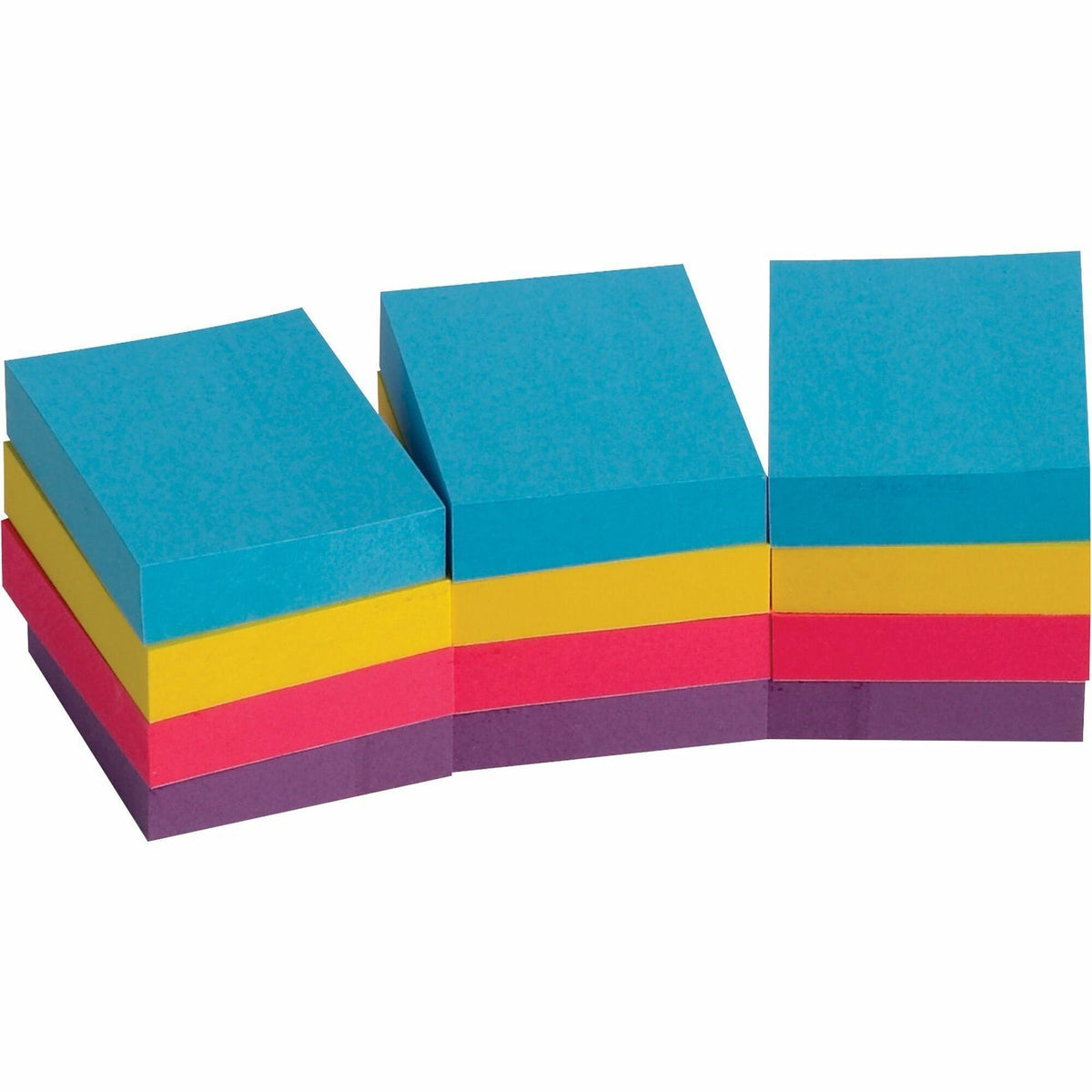 Business Source Extreme Color Adhesive Notes - 1 1/2" Flag/Note Width x 2" Flag/Note Length - Rectangle - Unruled - Assorted - Self-adhesive, Repositionable, Solvent-free Adhesive - 12 / Pack
