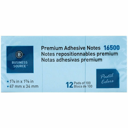 Business Source Premium Plain Pastel Adhesive Notes - Top