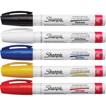 Sharpie Oil-Based Paint Marker - Medium Point - Medium Marker Point - Assorted Ink - Oil Based - 5 / Pack