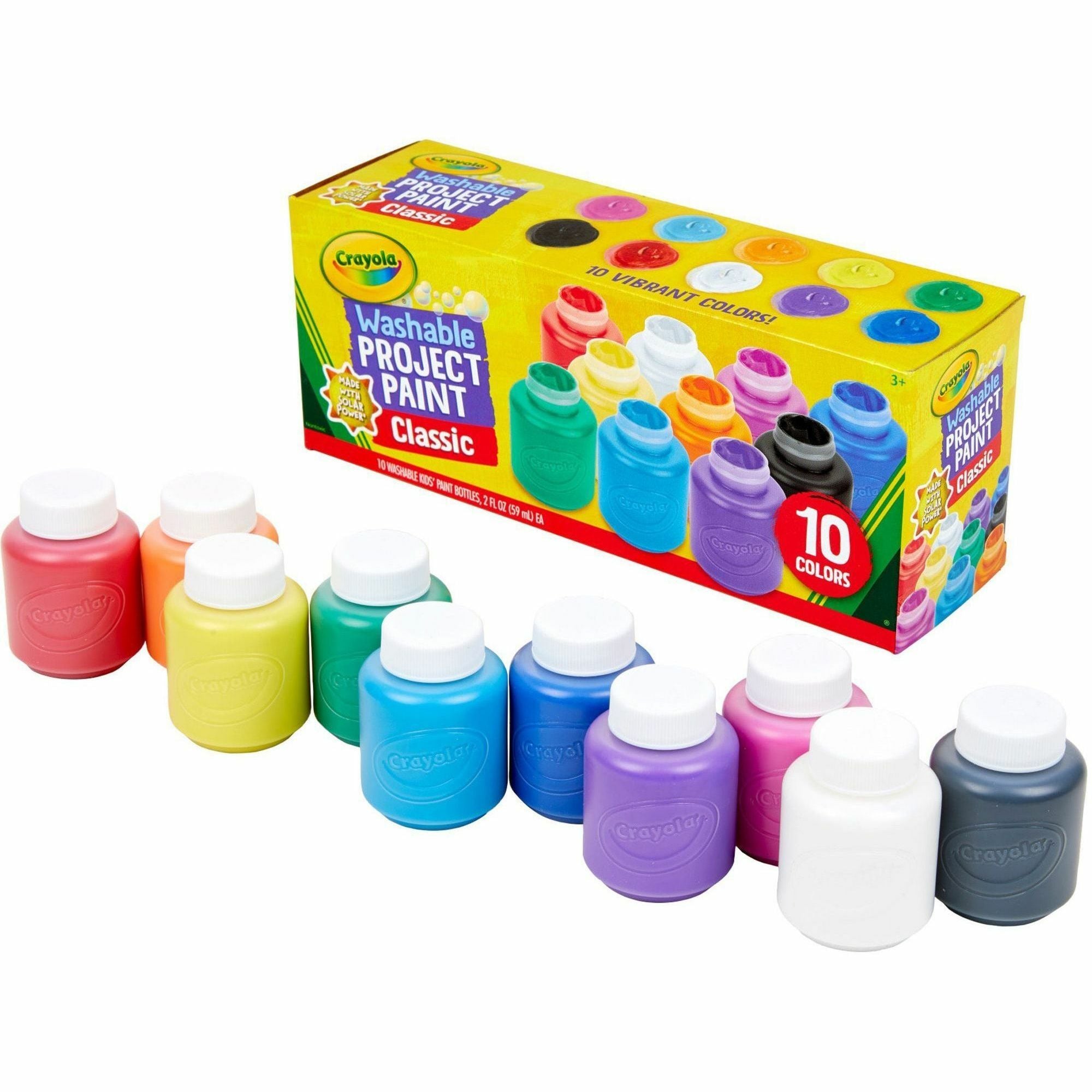 Crayola Washable Kids' Paint Set - 10 Color(s) - Blue, White, Violet, Brown, Green, Turquoise, Red, Yellow, Orange, Magenta - 2 fl oz - Washable - 10 / Set