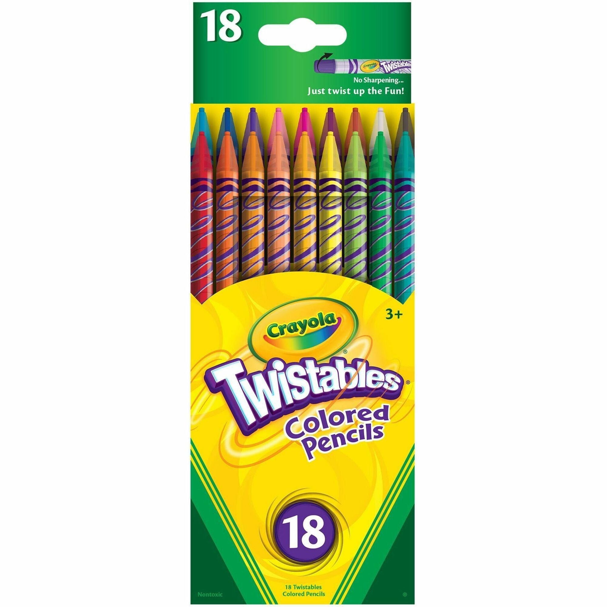 Crayola Twistables Colored Pencils - Assorted Lead - Clear Plastic Barrel - 18 / Set