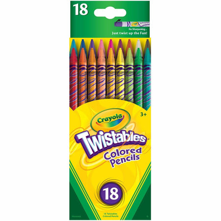 Crayola Twistables Colored Pencils - Assorted Lead - Clear Plastic Barrel - 18 / Set
