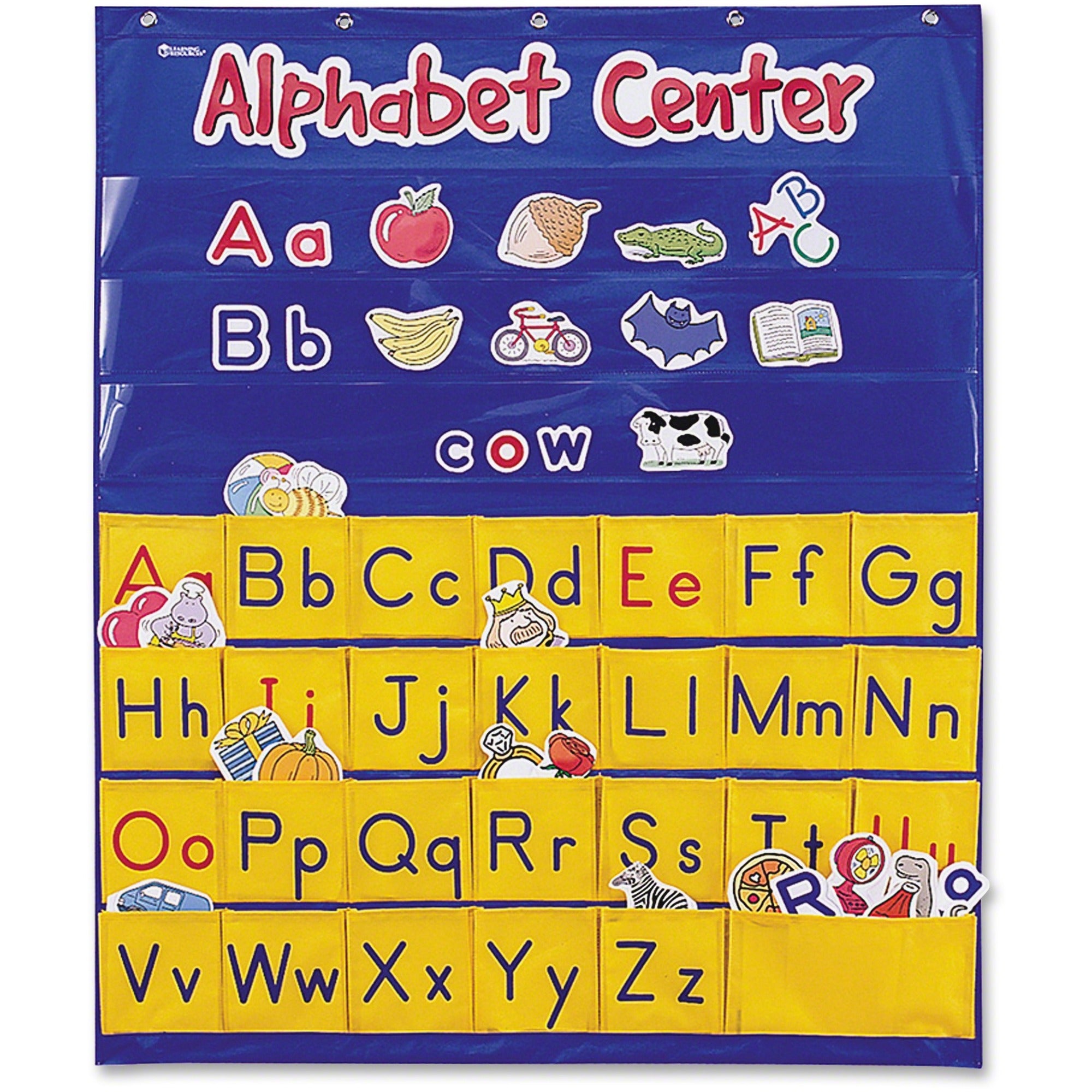 Learning Resources Alphabet Center Pocket Chart - Theme/Subject: Learning - Skill Learning: Alphabet, Picture Words, Word Building, Letter Sound, Visual, Uppercase Letters, Lowercase Letters, Vowels, Matching, Spelling, Consonant - 3+ - 1 Each