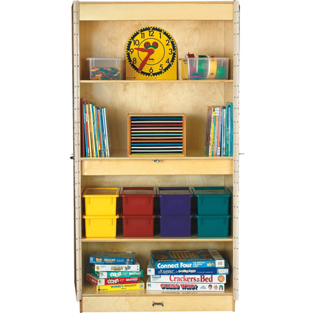 Jonti-Craft Deluxe Classroom Closet - 36" Width x 24" Depth x 72" Height - Lockable, Adjustable Shelf, Kick Plate, Non-yellowing, Stain Resistant, Sturdy, Key Lock - Wood Grain - Baltic Birch Plywood