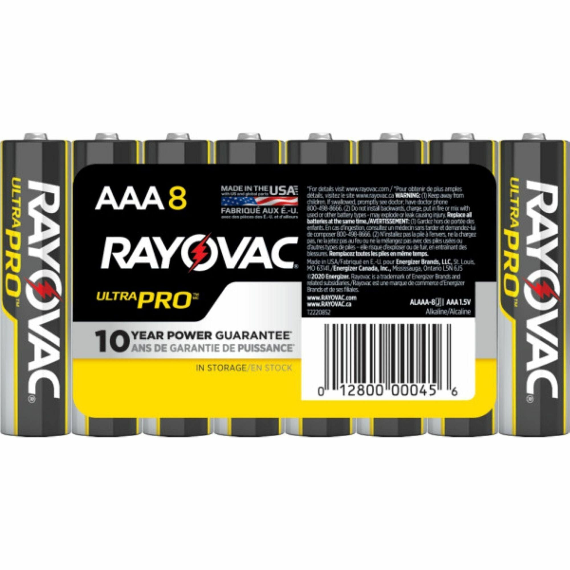 Rayovac Ultra Pro Alkaline AAA Batteries - For Multipurpose - AAA - 1.5 V DC - 8 / Pack