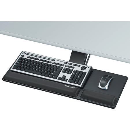 Fellowes Designer Suites Compact Keyboard Tray - 3" Height x 27.5" Width x 18" Depth - Black - 1 Each