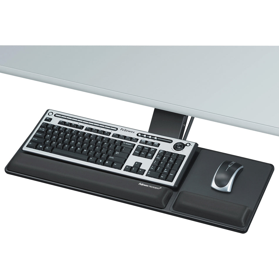 Fellowes Designer Suites Compact Keyboard Tray - 3" Height x 27.5" Width x 18" Depth - Black - 1 Each