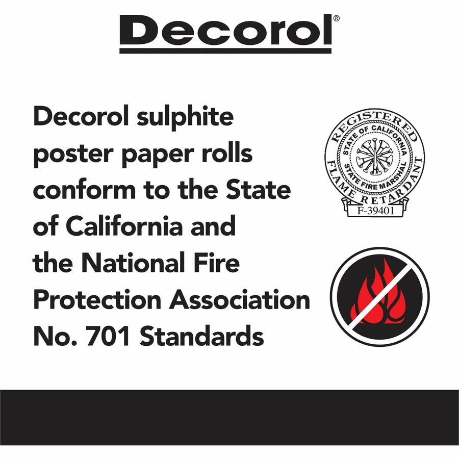 Decorol Flame-Retardant Art Paper Roll - Art, Classroom, Office, Banner, Bulletin Board - 7.40" Height x 36" Width x 1000 ft Length - Black - Sulphite - 1 Roll