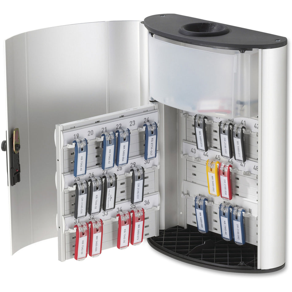 DURABLE Key Cabinet - 11.8" Width x 4.6" Depth x 15.5" Height - Lockable - Silver - Aluminum