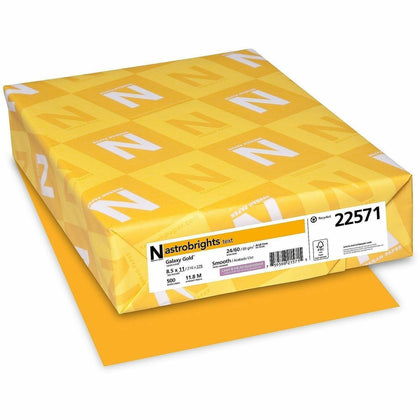 Astrobrights Color Copy Paper - Galaxy Gold - Letter - 8 1/2" x 11" - 24 lb Basis Weight - Smooth - Green Seal - Acid-free, Lignin-free - Gold - 500 / Ream