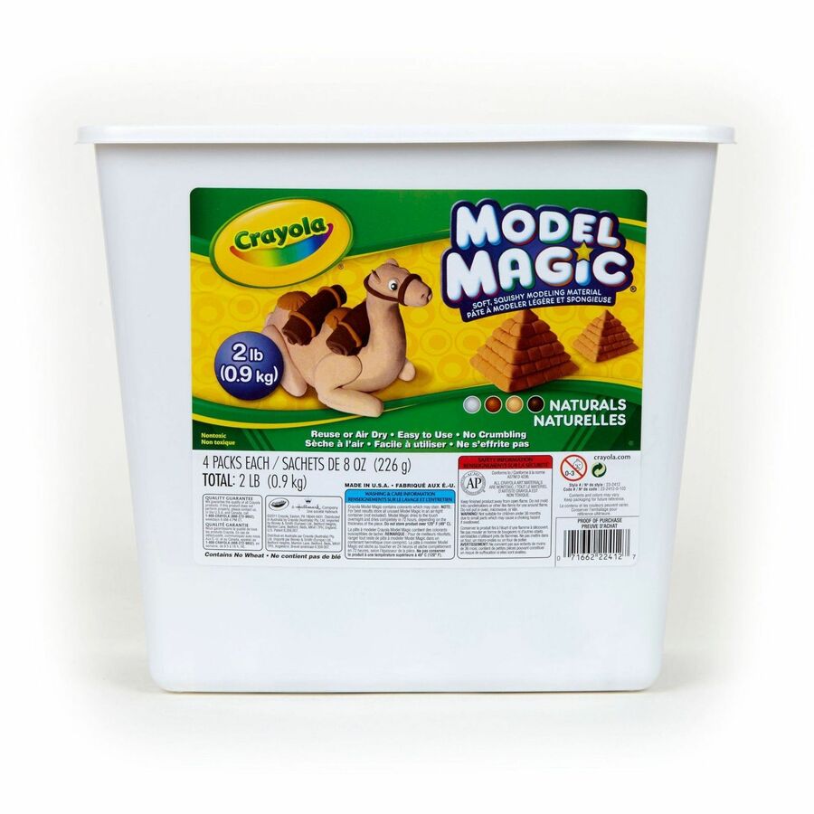 Crayola Model Magic Modeling Material - Project, Sculpture - Assorted, White, Bisque, Earth Tone - 4 / Box