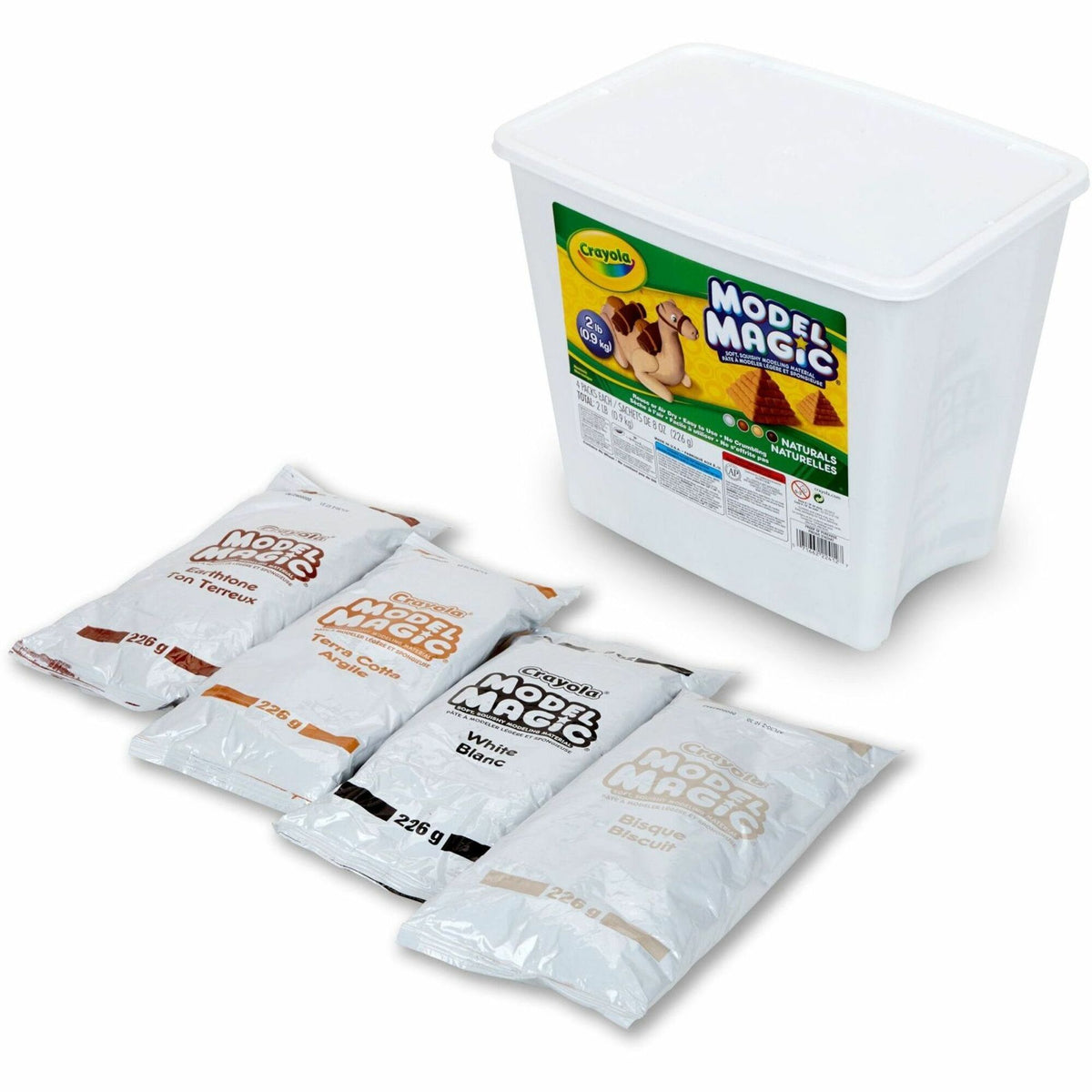 Crayola Model Magic Modeling Material - Project, Sculpture - Assorted, White, Bisque, Earth Tone - 4 / Box