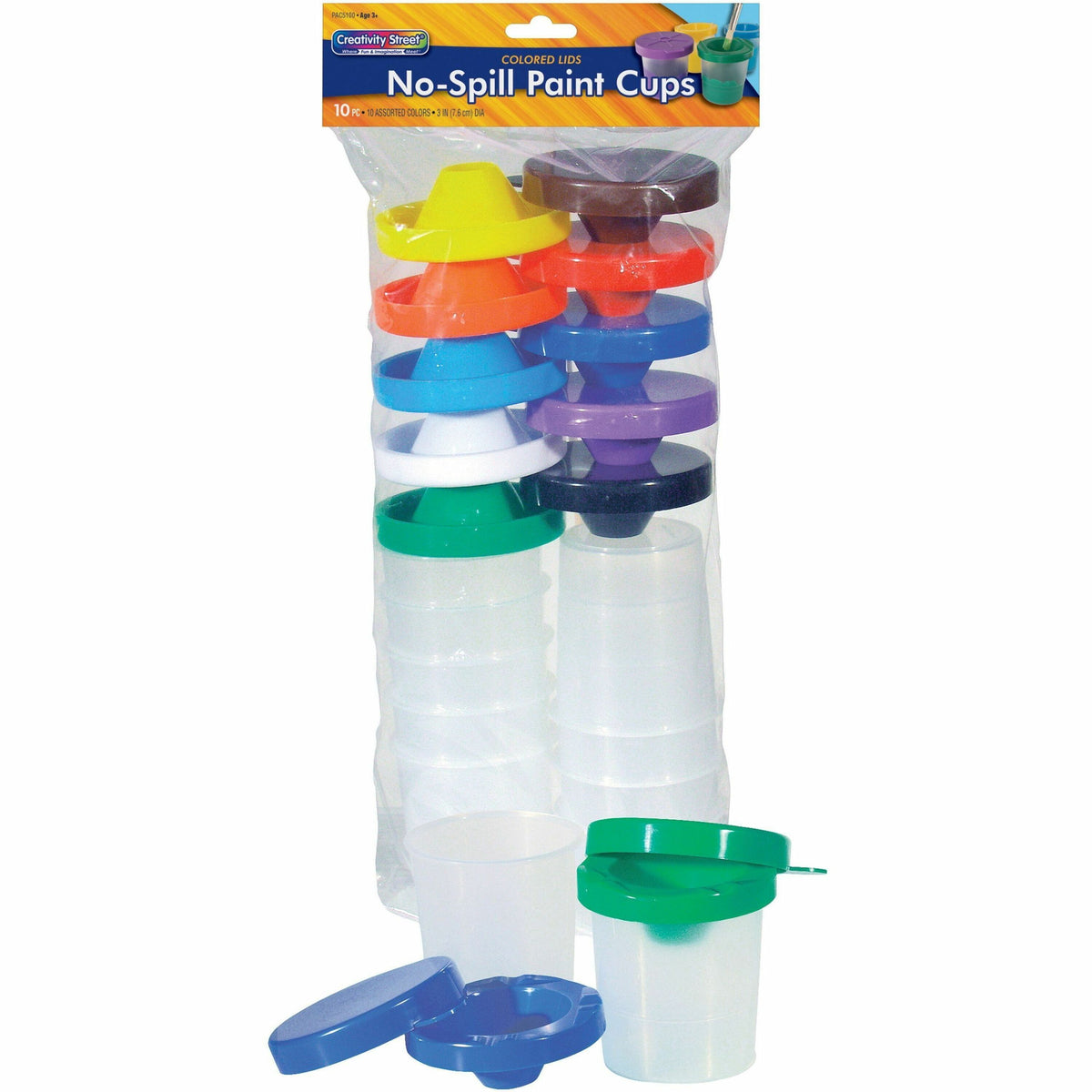 Creativity Street No-Spill Round Paint Cups With Colored Lids - Assorted - 10 / Set