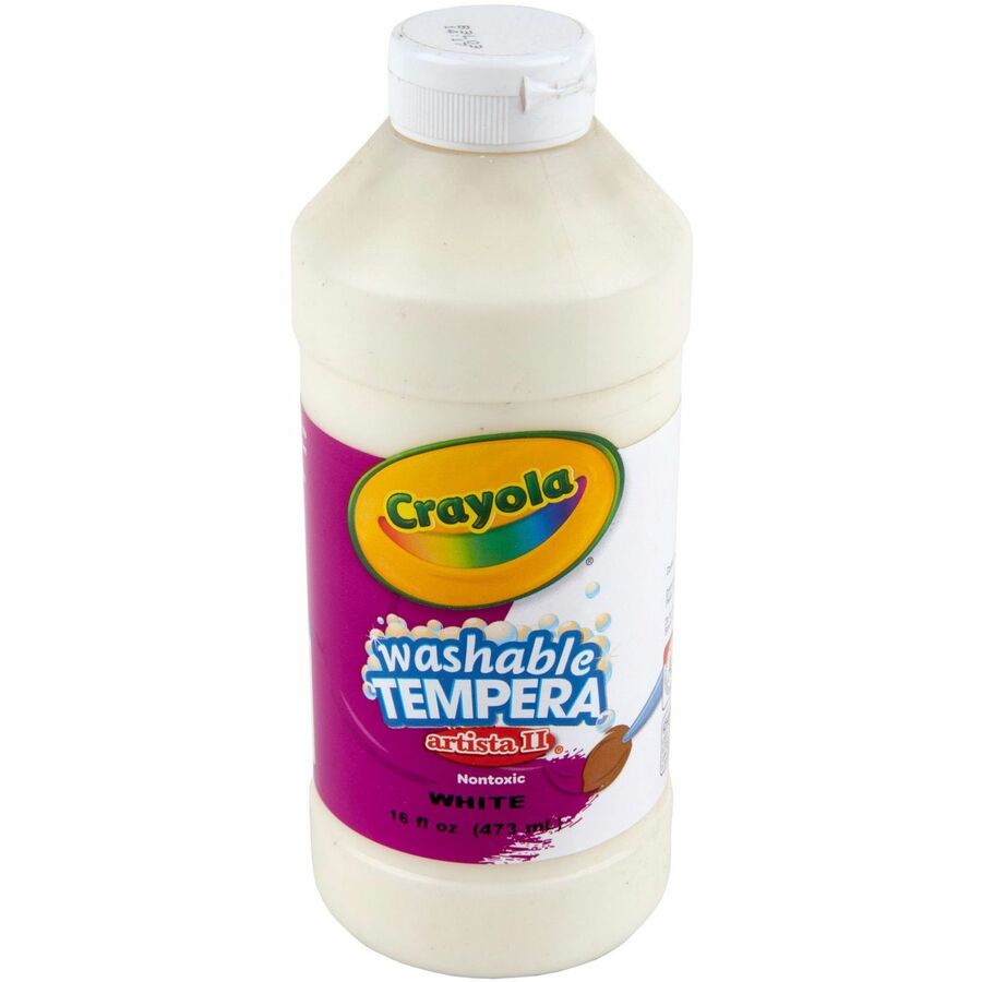 Crayola Artista II Washable Tempera Paint - White - 16 oz - Washable - 1 Each