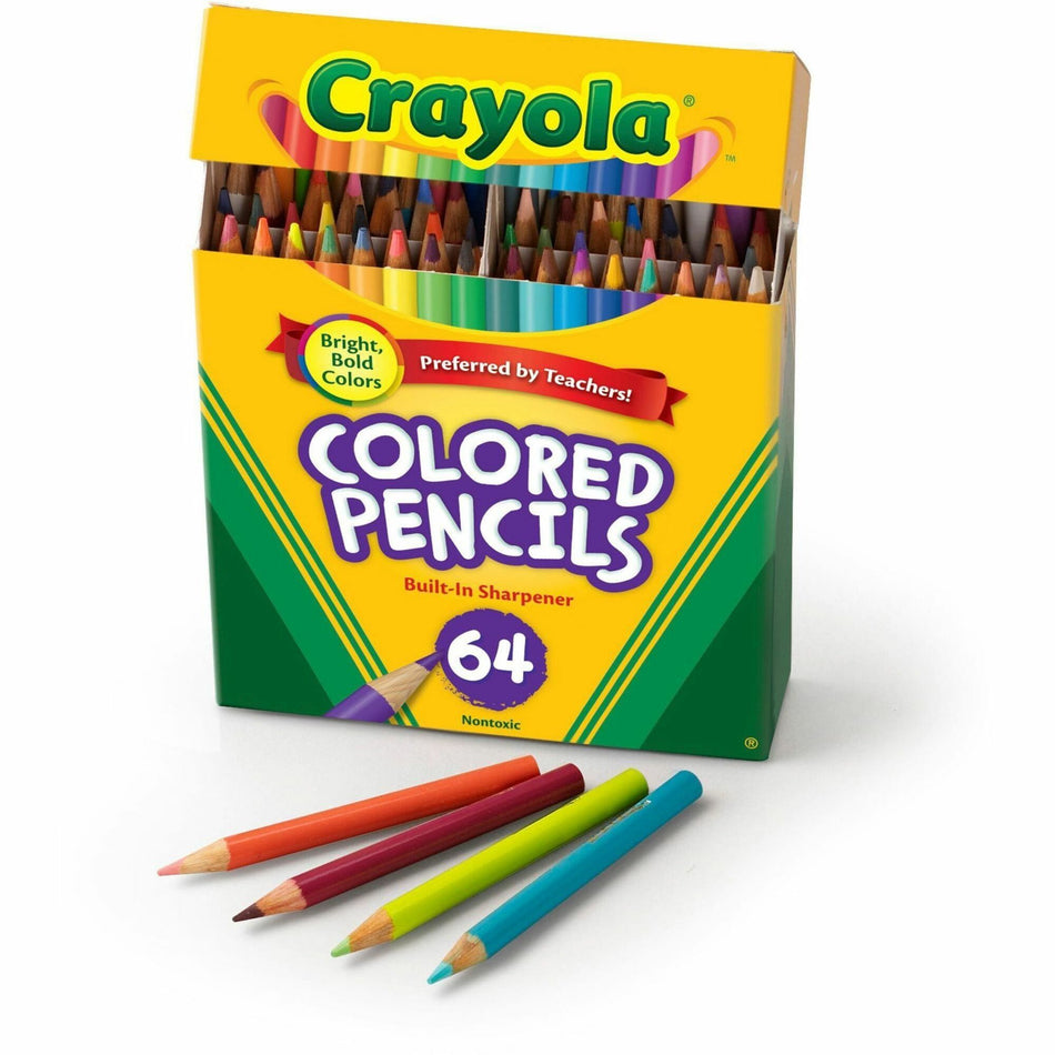 Crayola Colored Pencils - 3.3 mm Assorted Lead - HB - Assorted Wood Barrel - 64 / Set