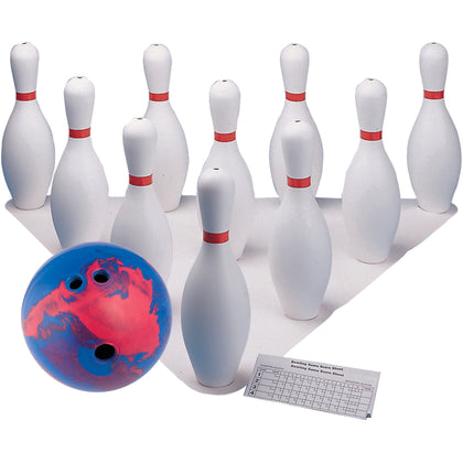 Champion Sports Bowling Ball & Pin Set - White - 10-Piece Kit - Equipment