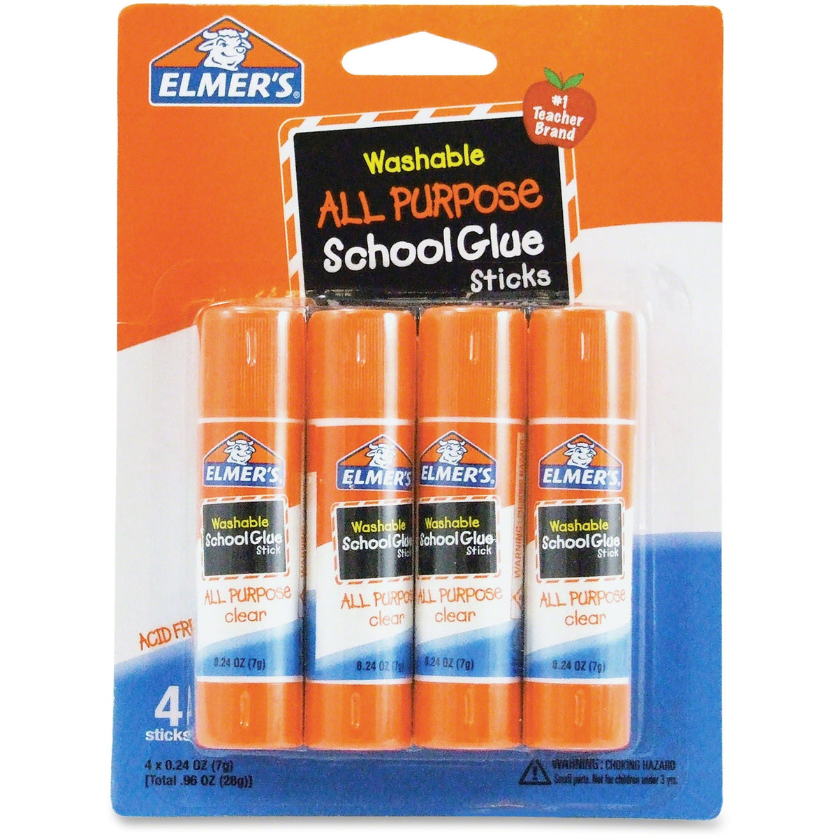 Elmer's Washable All-purpose School Glue Sticks - 0.24 oz - White - 4 / Pack