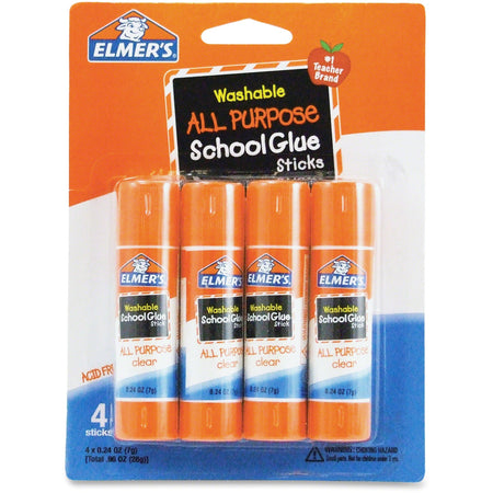 Elmer's Washable All-purpose School Glue Sticks - 0.24 oz - White - 4 / Pack