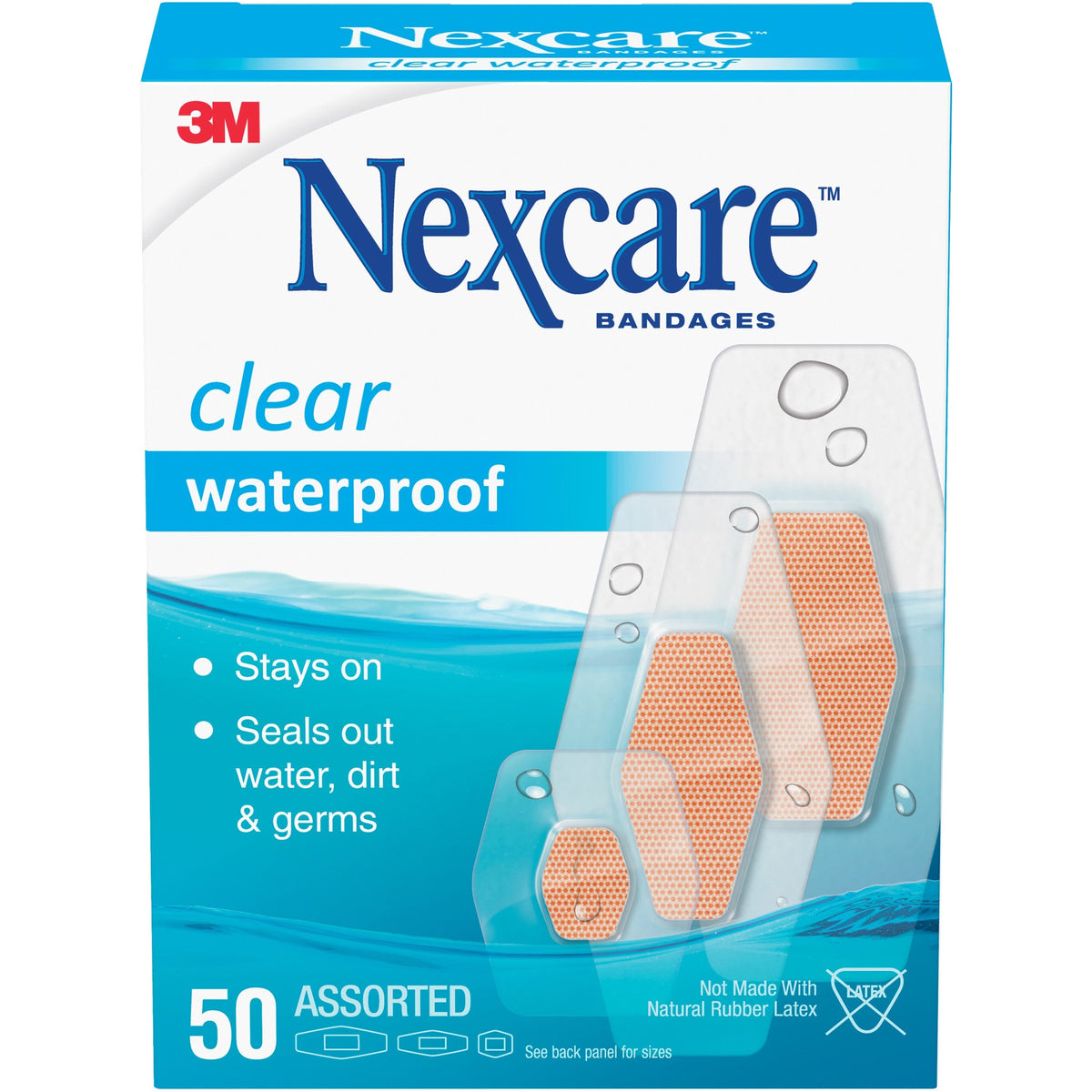 Nexcare Waterproof Bandages - Clear - 50 / Box