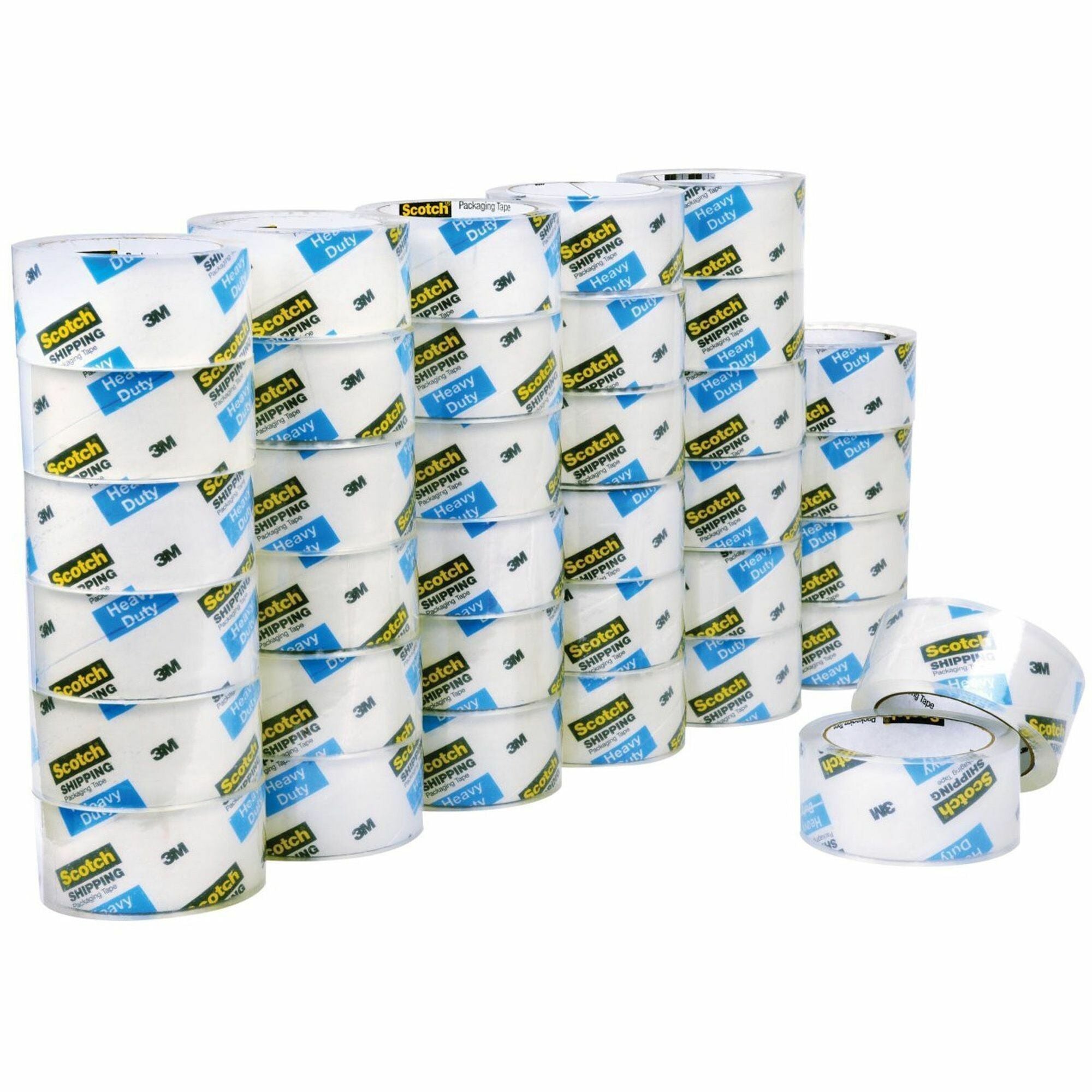 Scotch Heavy-Duty Shipping/Packaging Tape - 54.60 yd Length x 1.88" Width x 3.1 mil Thickness - 3" Core - Clear - Synthetic Rubber Resin - Rubber Resin Backing - Breakage Resistance - For Mailing, Moving, Shipping, Packing - 36 / Carton