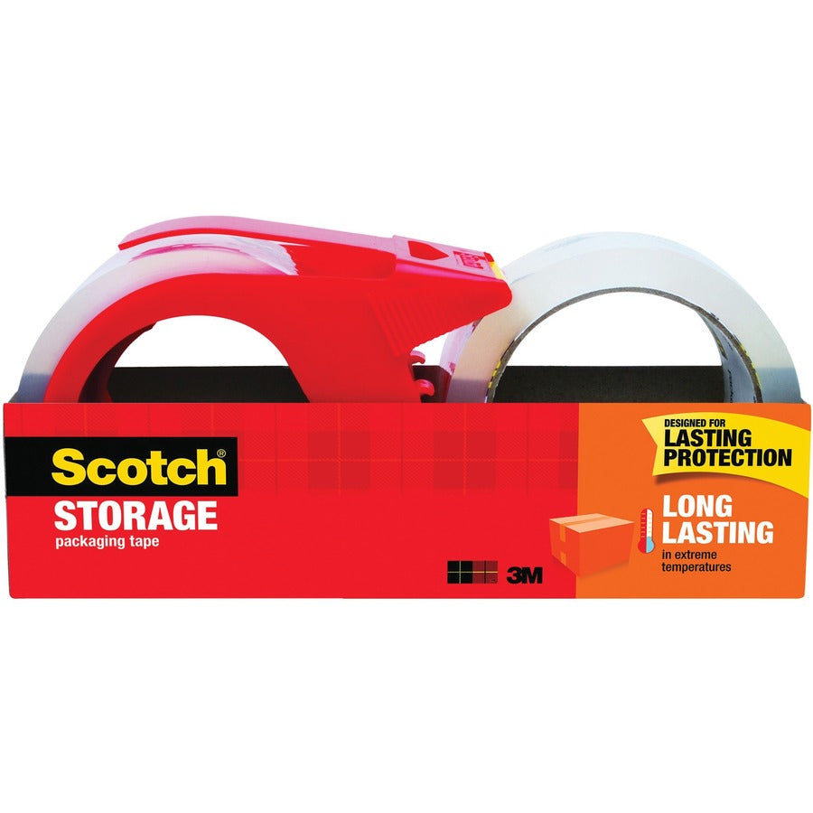 Scotch Long-Lasting Storage/Packaging Tape - 54.60 yd Length x 1.88" Width x 2.4 mil Thickness - 3" Core - Clear - Acrylic - Dispenser Included - For Mailing, Packing - 4 / Pack